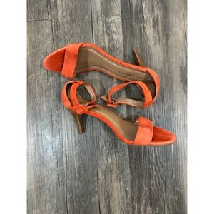 Talbots Orange‎ Suede Ankle Strap Heeled Sandals Open Toe Stiletto Womens 7B